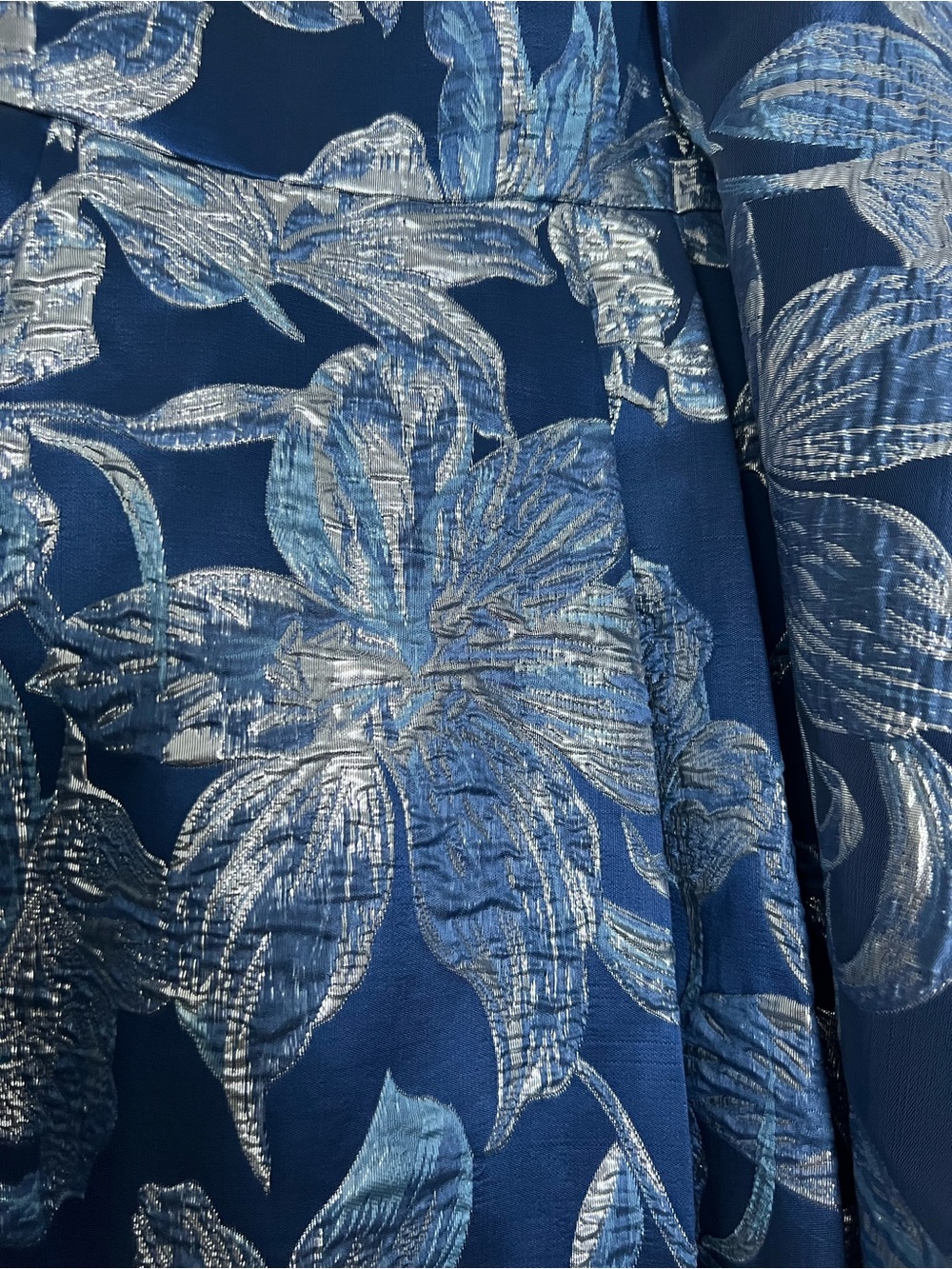 New with Tags Alex Evening Strapless Blue Floral Ball Gown Dress with Shawl. - Picture 5 of 7